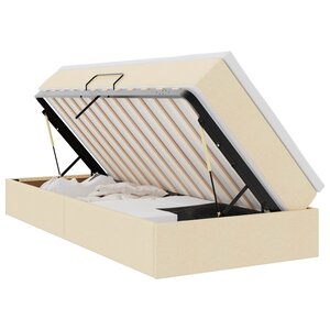 vidaXL Lit avec rangement et matelas Crème 90 x 190 cm Polyester