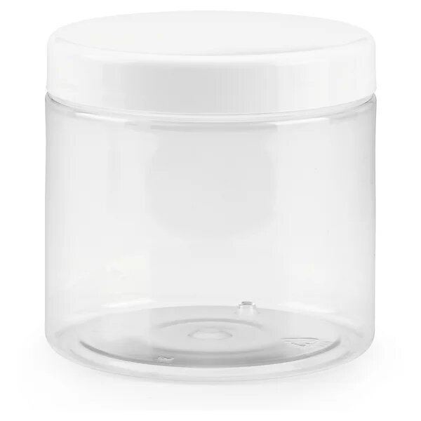 Bocal plastique 600 ml à couvercle blanc vissant (lot de 48)