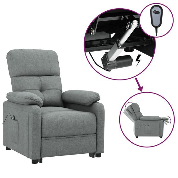 vidaXL Fauteuil inclinable électrique Gris foncé Tissu