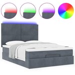 vidaXL Cadre de lit ottoman avec matelas gris foncé 140x200 cm velours