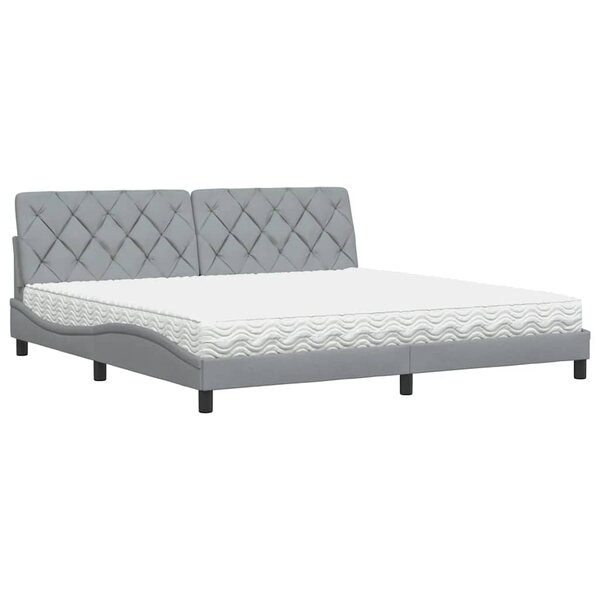 vidaXL Lit avec matelas gris clair 200x200 cm tissu