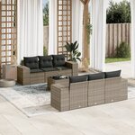vidaXL Salon de jardin avec coussins 7 Pièces gris résine tressée