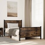 vidaXL Cadre de lit en métal sans matelas chêne fumé 100x200 cm