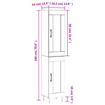 vidaXL Buffet haut Gris béton 34 5x34x180 cm Bois d'ingénierie
