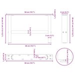 vidaXL Pieds de table basse Blanc 2 pièces 50 x (30-31) cm Acier