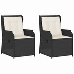 vidaXL Banc de jardin avec coussin 2 Pièces Noir Poly rotin