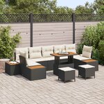 vidaXL Ensemble de canapé de jardin avec coussin 10 Pièces Noir et Crème