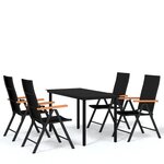 vidaXL Ensemble à manger de jardin 5 Pièces Noir