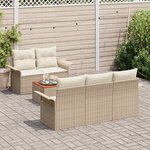 vidaXL Ensemble de canapé de jardin 6 Pièces Beige Poly rotin