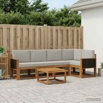vidaXL Ensemble de canapés d'extérieur 6 Pièces Naturel et gris clair