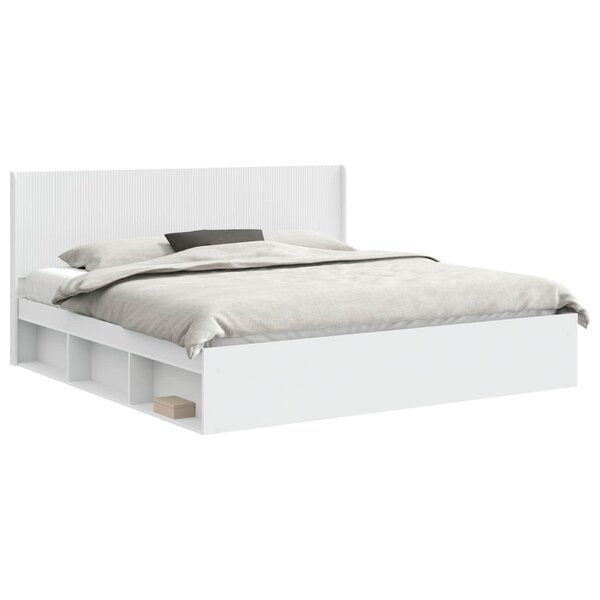 vidaXL Cadre de lit avec rangement et tête de lit Blanc 200 x 200 cm