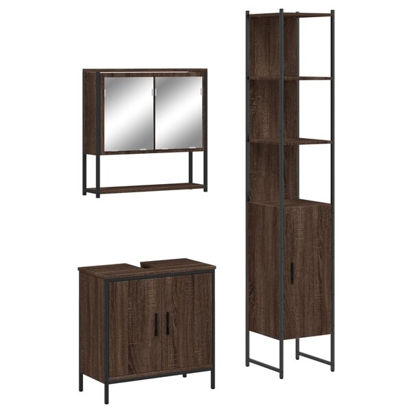 vidaXL Ensemble de meubles de salle de bain 3 Pièces Chêne marron