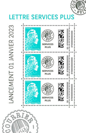 Bloc 3 timbres - Lettre Services Plus