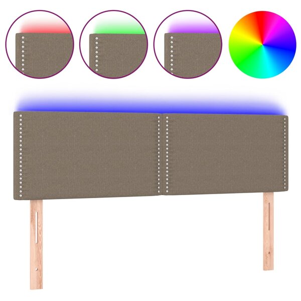 vidaXL Tête de lit à LED Taupe 144x5x78/88 cm Tissu