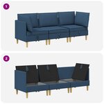 vidaXL Canapé modulaire avec rangement 3 Pièces Bleu Tissu