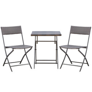 Ensemble meubles de jardin design table carré et chaises pliables résine tressée 4 fils métal noir