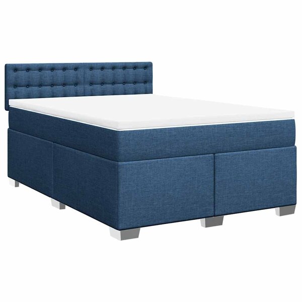 vidaXL Sommier à lattes de lit avec matelas Bleu 140x190 cm Tissu