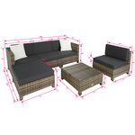 Tectake Salon bas de jardin AMY 5 places avec 2 sets de housses - marron naturel