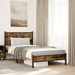 vidaXL Cadre de lit en métal sans matelas chêne fumé 100x190 cm