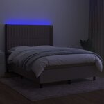 vidaXL Sommier à lattes de lit matelas et LED Taupe 140x200 cm Tissu