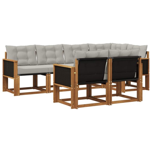 vidaXL Ensemble de canapés d'extérieur 7 pc Naturel et gris clair