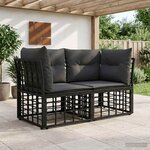 vidaXL Loveseat d'extérieur 2 Pièces Noir et Gris foncé polyrotin