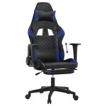 vidaXL Chaise de jeu avec repose-pied Noir et bleu Similicuir
