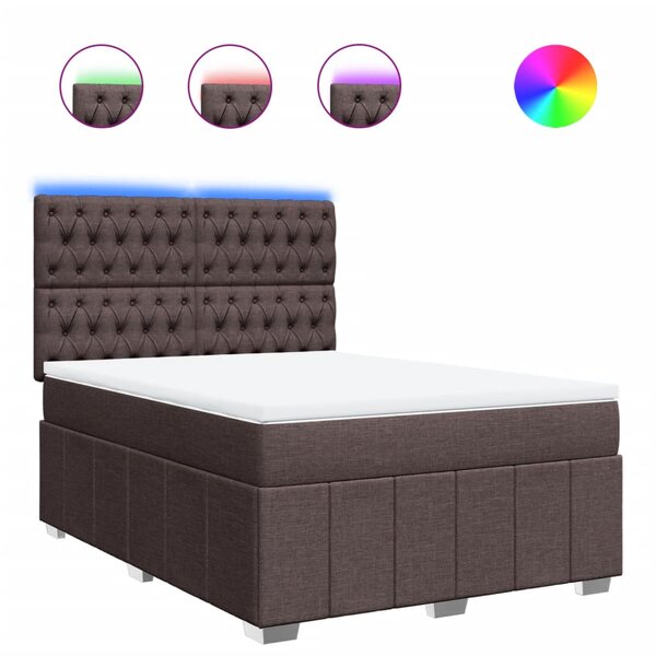 vidaXL Sommier à lattes de lit avec matelas Marron foncé 140x200 cm