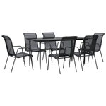 vidaXL Ensemble à manger de jardin 7 Pièces noir textilène et acier