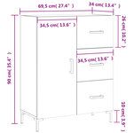 vidaXL Buffet gris béton 69 5x34x90 cm bois d'ingénierie