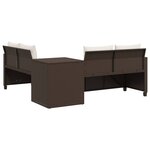 vidaXL Canapé de jardin avec table et coussins en forme de L marron