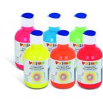 PRIMO 255TF6ASS Lot de gouache fluo, 6 flacons de 300 ml avec bouchon doseur.