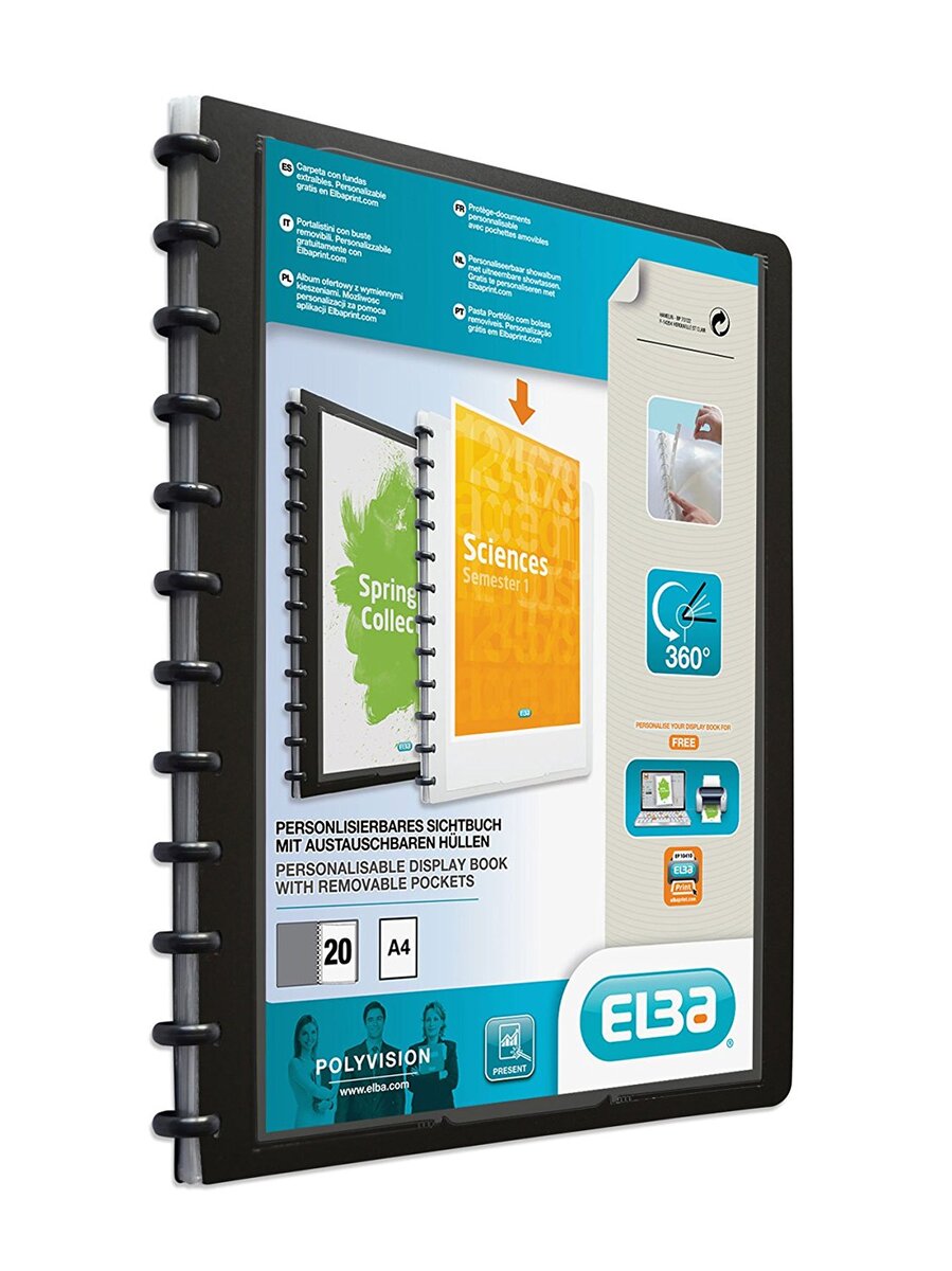 Cartella Con Anelli ELBA Vario-Zipp - A4, Nero, Anelli Girevoli 360&deg;, Polipropilene, Perfetta Per Ufficio E Scuola