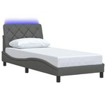 vidaXL Cadre de lit avec LED sans matelas gris foncé 90x200 cm tissu