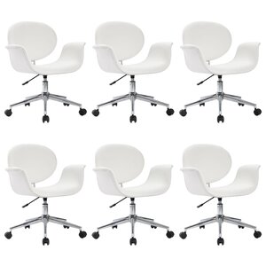 vidaXL Chaises pivotantes à manger lot de 6 blanc similicuir