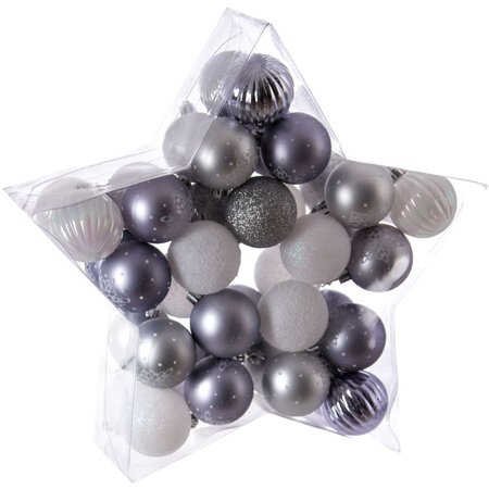 Féerie Christmas Kit de décoration pour Sapin de Noël Gris 40 pièces (lot de 3)