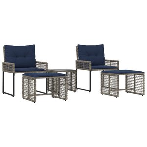 vidaXL Ensemble de meubles d'extérieur 5 Pièces Gris et marine