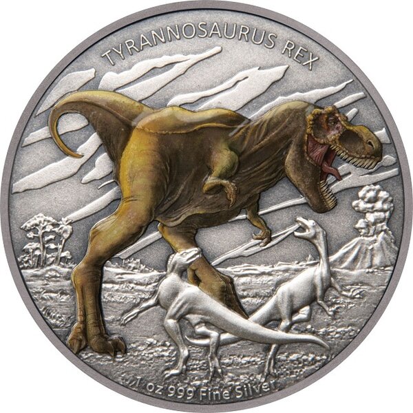 Pièce de monnaie 2 Dollars Niue 2020 1 once argent Antique – Tyrannosaure