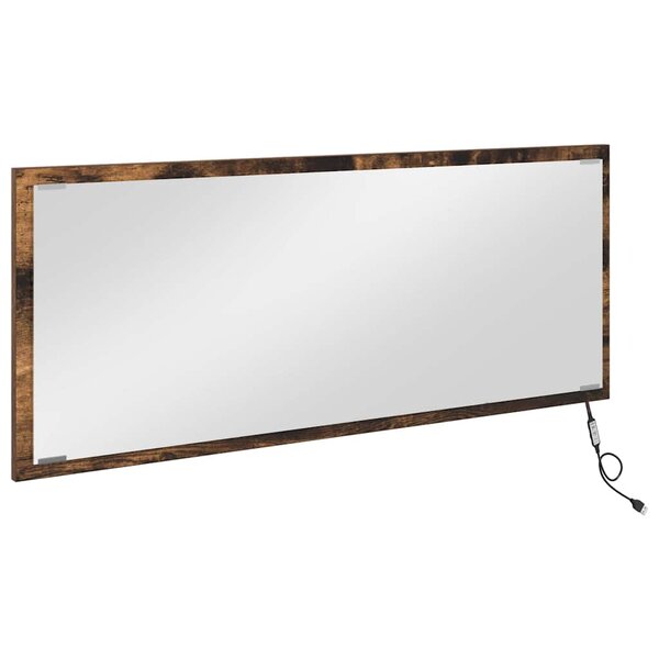 vidaXL Miroir de salle de bain LED Chêne fumé 90 x 8 5 x 37 cm