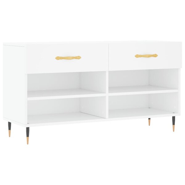 vidaXL Banc à chaussures blanc 102x35x55 cm bois d'ingénierie