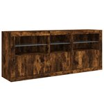 vidaXL Buffet avec lumières LED chêne fumé 162x37x67 cm