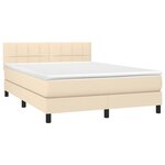 vidaXL Sommier à lattes de lit avec matelas LED Crème 140x190 cm Tissu