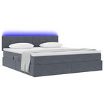 vidaXL Lit de rangement LED avec matelas Gris foncé 160 x 200 cm