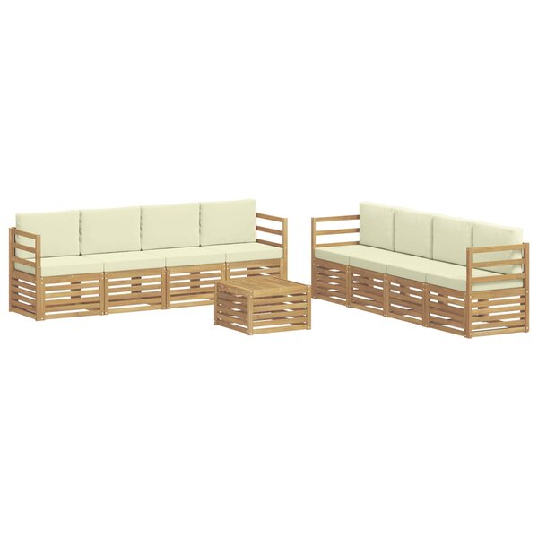 vidaXL Ensemble de canapés d'extérieur 9 pc Blanc et crème Polyester