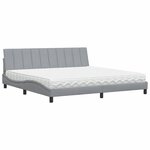vidaXL Lit avec matelas gris clair 200x200 cm tissu