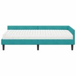 vidaXL Cadre de lit d'angle avec matelas Autre 2 Pièces Turquoise Velours