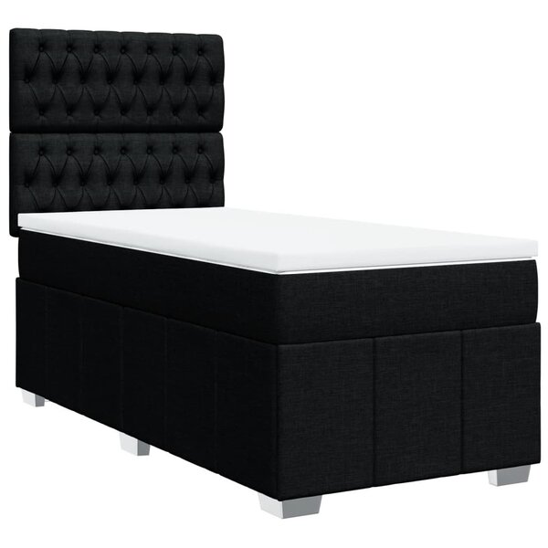 vidaXL Sommier à lattes de lit avec matelas Noir 100x200 cm Tissu