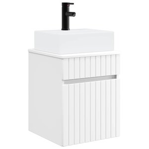 vidaXL Meuble-sèche avec évier mural Blanc 39 x 41 x 62 5 cm
