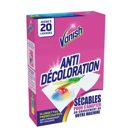 Boîte de 10 Lingettes anti-transfert de couleurs VANISH