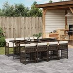 vidaXL Ensemble à manger de jardin et coussins 9 Pièces marron poly rotin